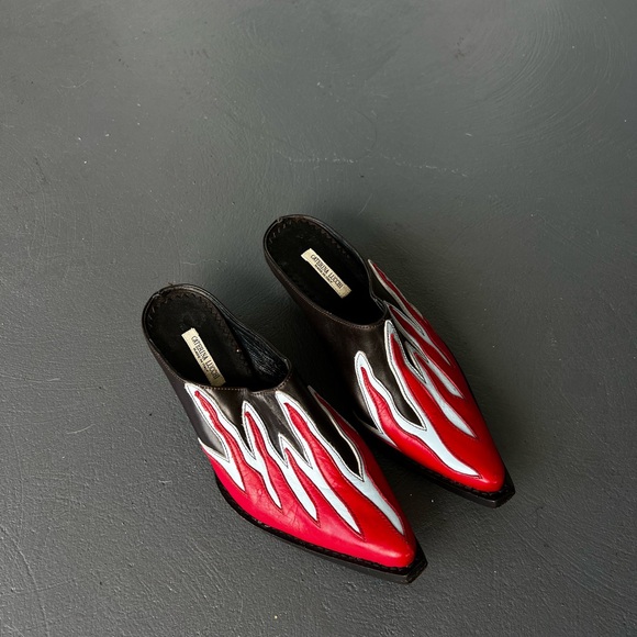 caterina lucchi Shoes - Vintage Genuine Leather Flame Mules Western Boot